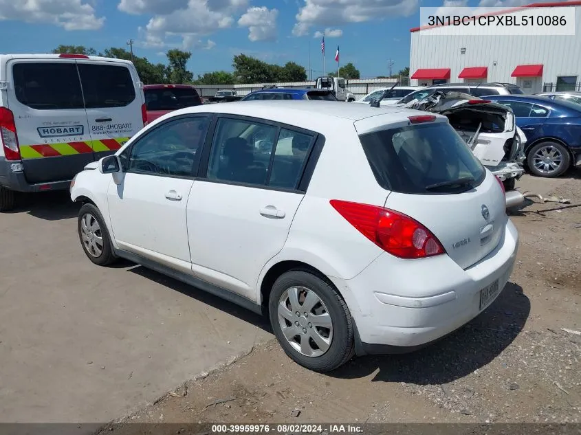 2011 Nissan Versa 1.8S VIN: 3N1BC1CPXBL510086 Lot: 39959976