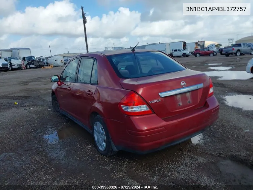 2011 Nissan Versa 1.8S VIN: 3N1BC1AP4BL372757 Lot: 39960326