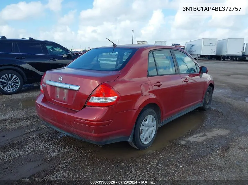 2011 Nissan Versa 1.8S VIN: 3N1BC1AP4BL372757 Lot: 39960326