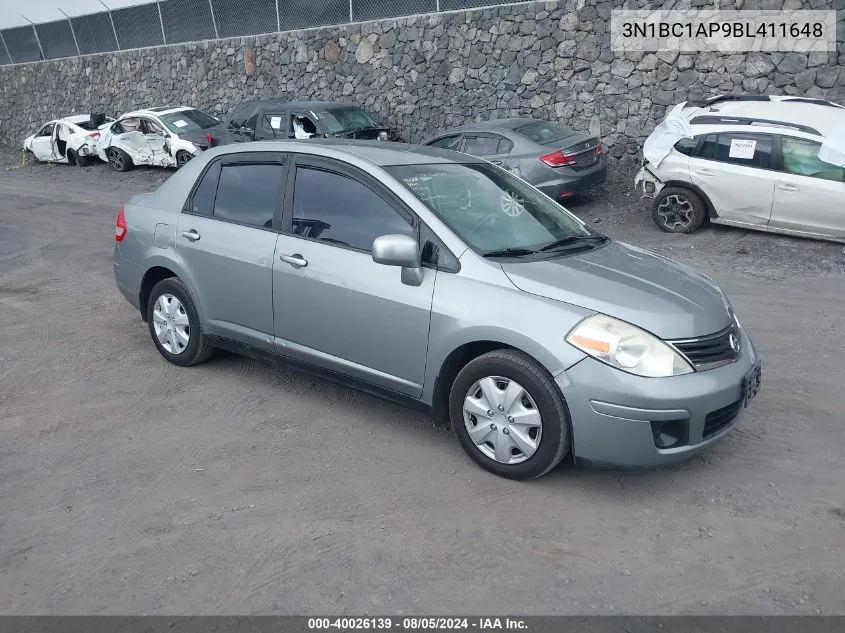 2011 Nissan Versa 1.8S VIN: 3N1BC1AP9BL411648 Lot: 40026139