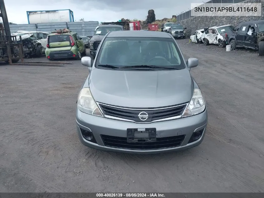 2011 Nissan Versa 1.8S VIN: 3N1BC1AP9BL411648 Lot: 40026139