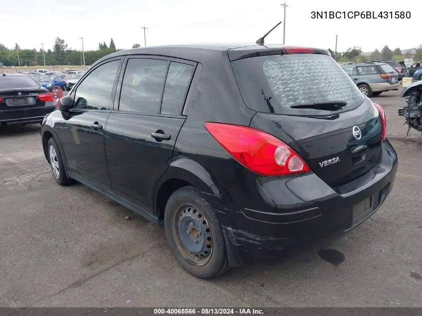 2011 Nissan Versa S/Sl VIN: 3N1BC1CP6BL431580 Lot: 40065566