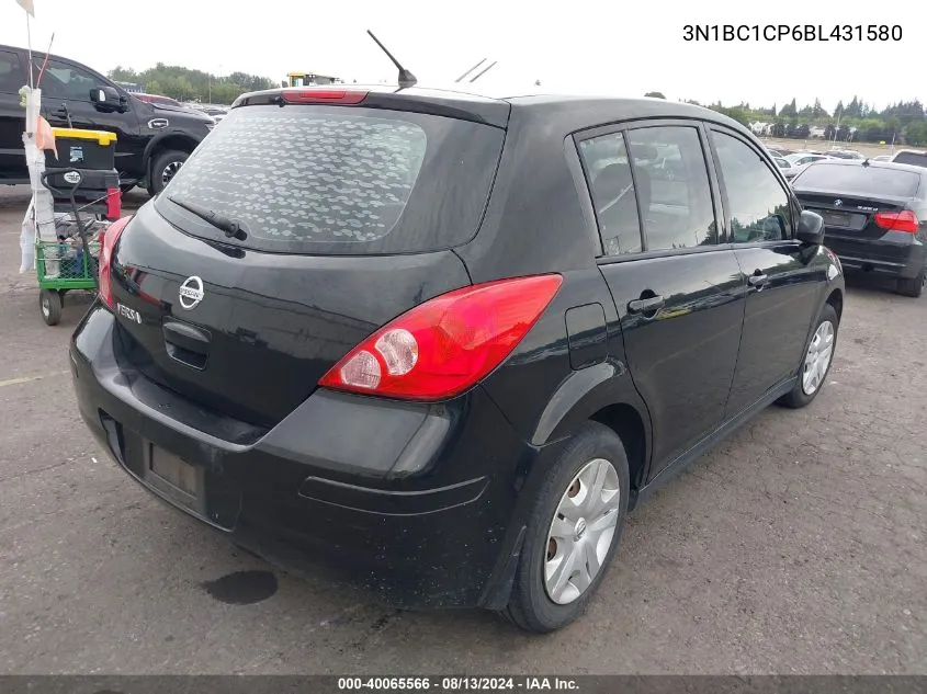 2011 Nissan Versa S/Sl VIN: 3N1BC1CP6BL431580 Lot: 40065566