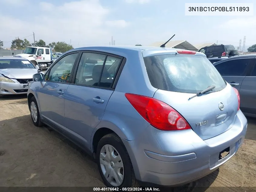 2011 Nissan Versa 1.8S VIN: 3N1BC1CP0BL511893 Lot: 40176642