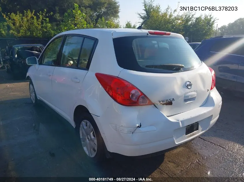 2011 Nissan Versa 1.8S/1.8Sl VIN: 3N1BC1CP6BL378203 Lot: 40181749