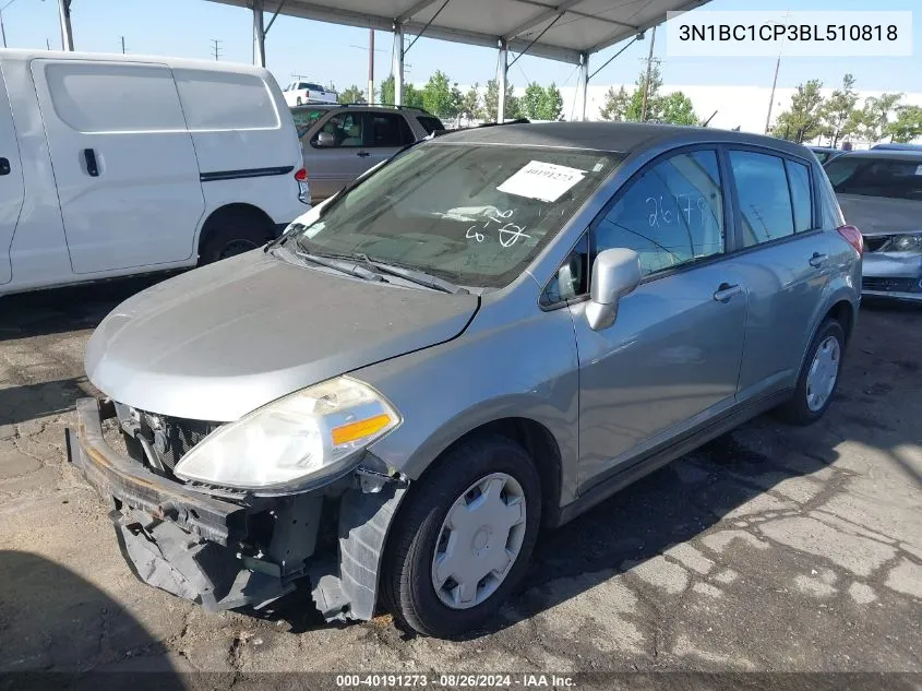 2011 Nissan Versa 1.8S VIN: 3N1BC1CP3BL510818 Lot: 40191273