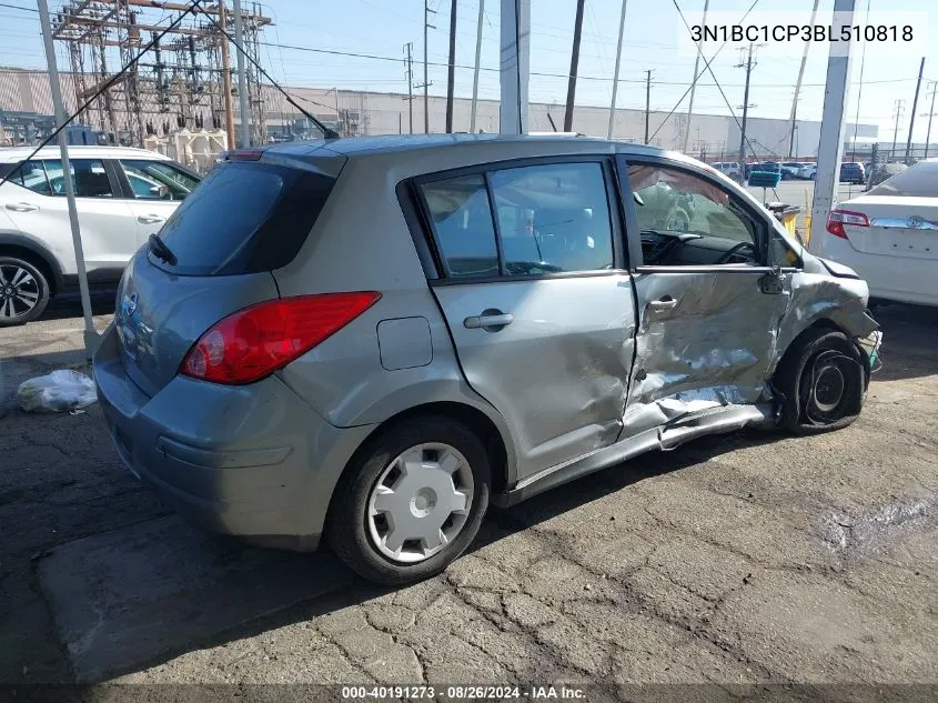 2011 Nissan Versa 1.8S VIN: 3N1BC1CP3BL510818 Lot: 40191273