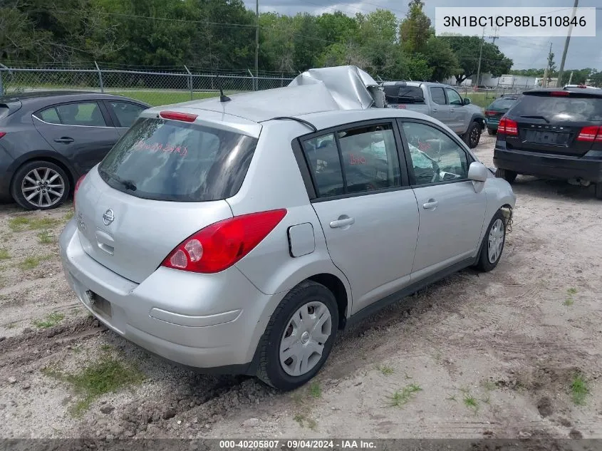 2011 Nissan Versa S/Sl VIN: 3N1BC1CP8BL510846 Lot: 40205807