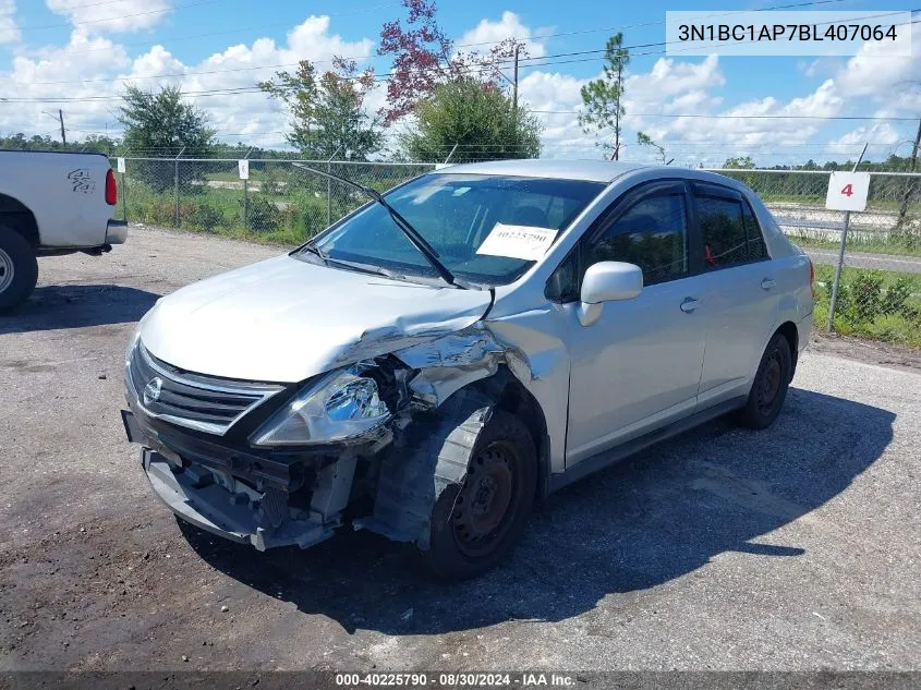 2011 Nissan Versa 1.8S VIN: 3N1BC1AP7BL407064 Lot: 40225790