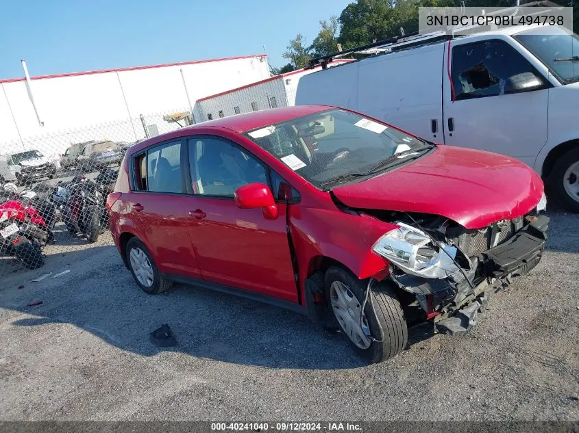 3N1BC1CP0BL494738 2011 Nissan Versa S/Sl