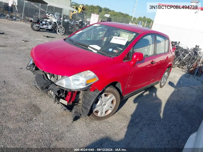 2011 Nissan Versa S/Sl VIN: 3N1BC1CP0BL494738 Lot: 40241040