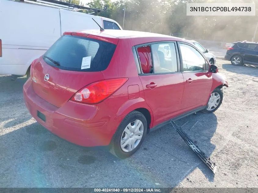 2011 Nissan Versa S/Sl VIN: 3N1BC1CP0BL494738 Lot: 40241040