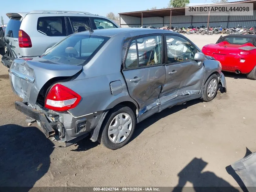 2011 Nissan Versa 1.8S VIN: 3N1BC1AP0BL444098 Lot: 40242764