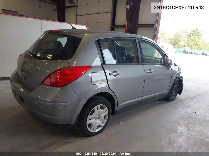 2011 Nissan Versa 1.8S VIN: 3N1BC1CPXBL410943 Lot: 40251659