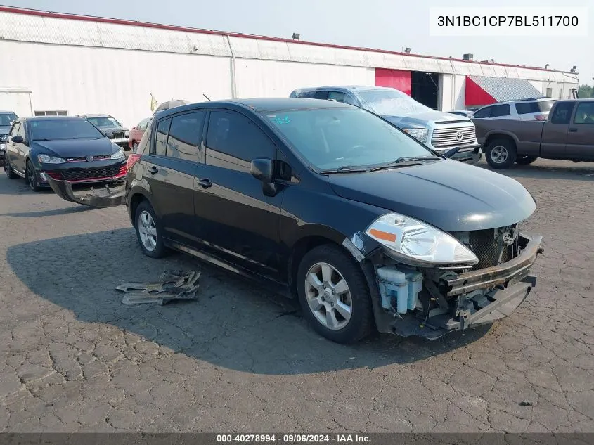 2011 Nissan Versa 1.8Sl VIN: 3N1BC1CP7BL511700 Lot: 40278994