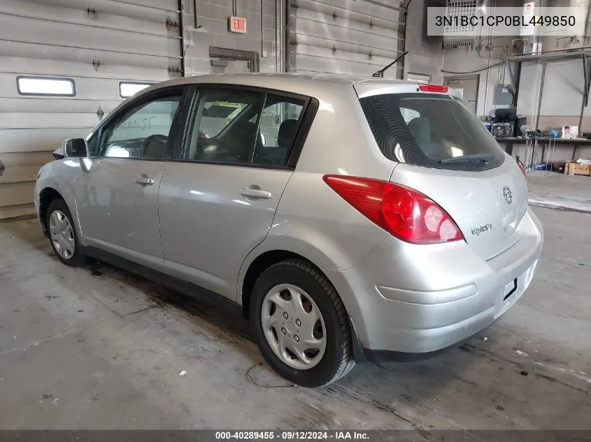 2011 Nissan Versa S/Sl VIN: 3N1BC1CP0BL449850 Lot: 40289455