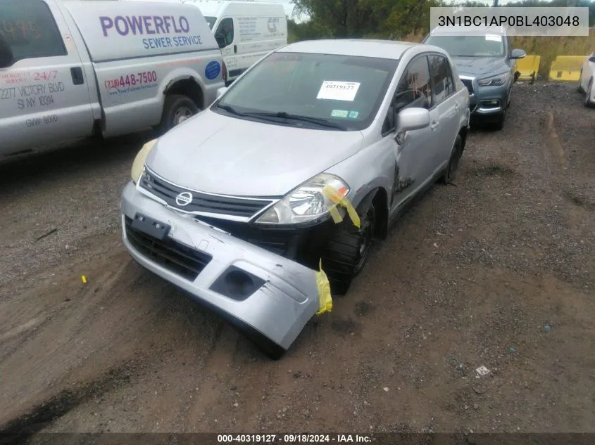 2011 Nissan Versa 1.8S VIN: 3N1BC1AP0BL403048 Lot: 40319127