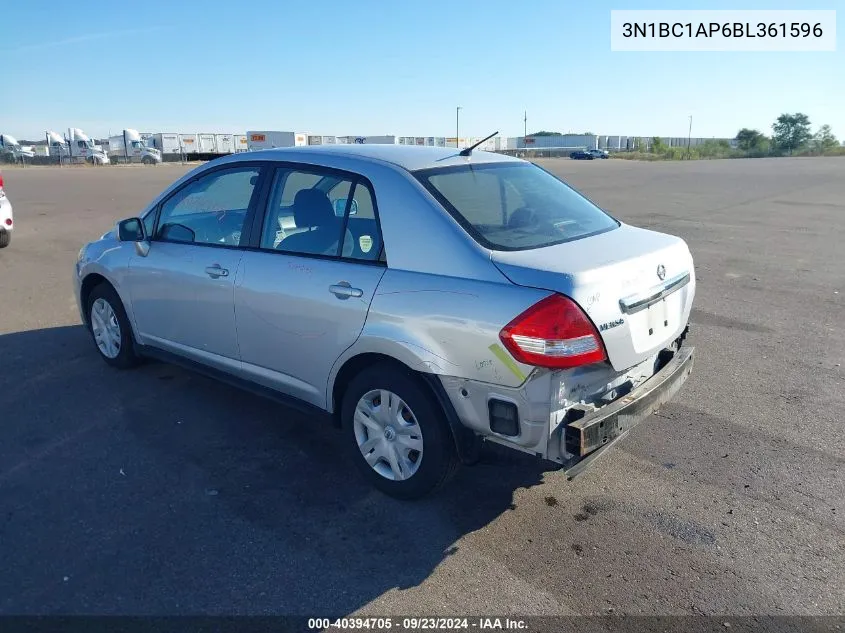 2011 Nissan Versa S/Sl VIN: 3N1BC1AP6BL361596 Lot: 40394705