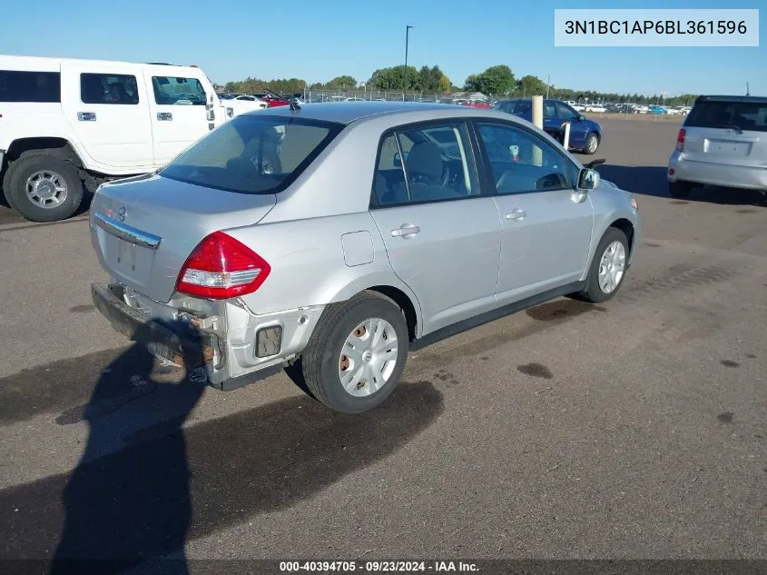 2011 Nissan Versa S/Sl VIN: 3N1BC1AP6BL361596 Lot: 40394705