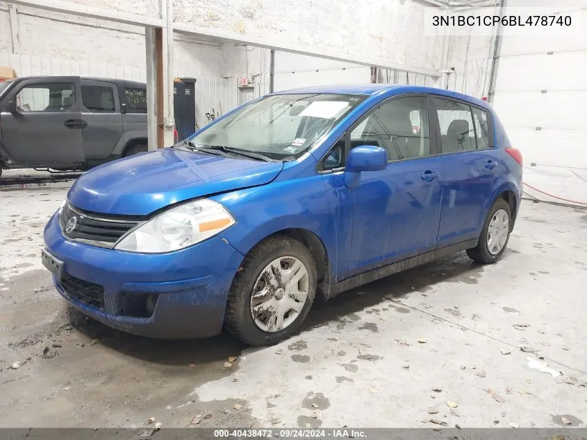 2011 Nissan Versa 1.8S VIN: 3N1BC1CP6BL478740 Lot: 40438472