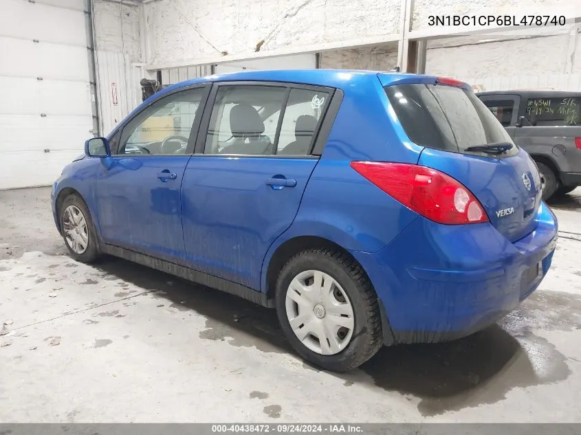 2011 Nissan Versa 1.8S VIN: 3N1BC1CP6BL478740 Lot: 40438472