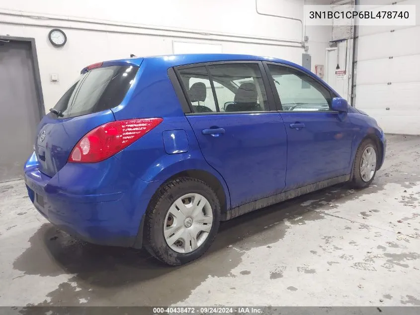 2011 Nissan Versa 1.8S VIN: 3N1BC1CP6BL478740 Lot: 40438472