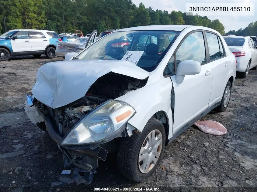 2011 Nissan Versa S/Sl VIN: 3N1BC1AP8BL455110 Lot: 40458621