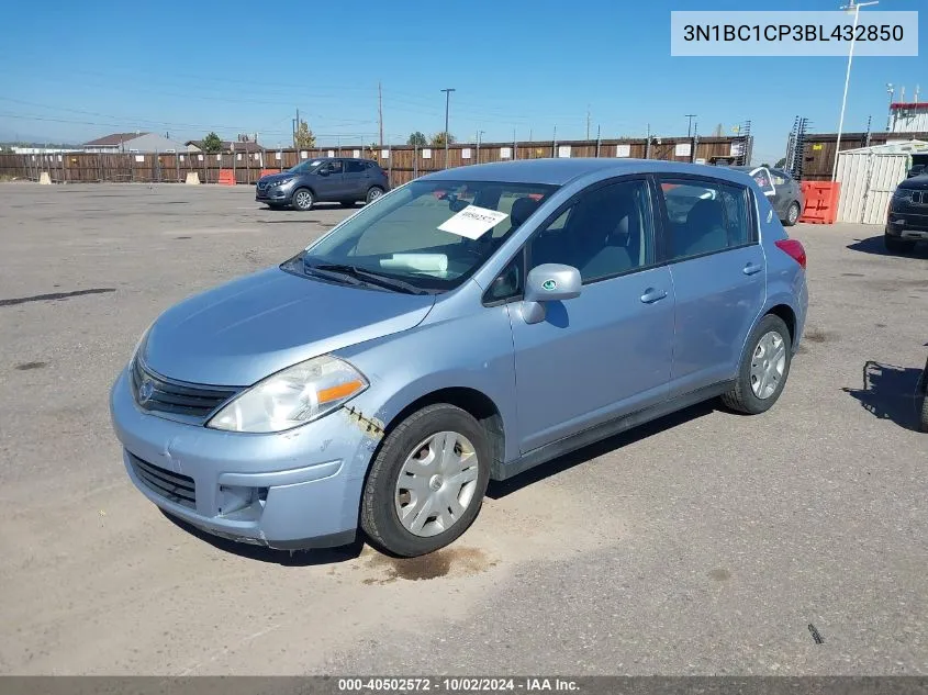 2011 Nissan Versa 1.8S VIN: 3N1BC1CP3BL432850 Lot: 40502572