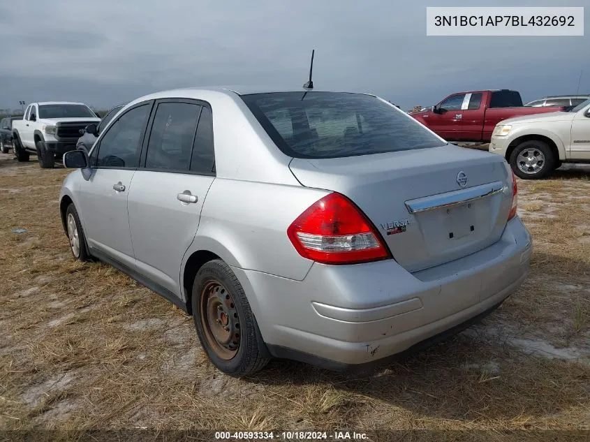 2011 Nissan Versa 1.8S VIN: 3N1BC1AP7BL432692 Lot: 40593334