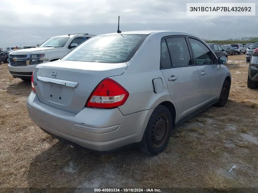 2011 Nissan Versa 1.8S VIN: 3N1BC1AP7BL432692 Lot: 40593334