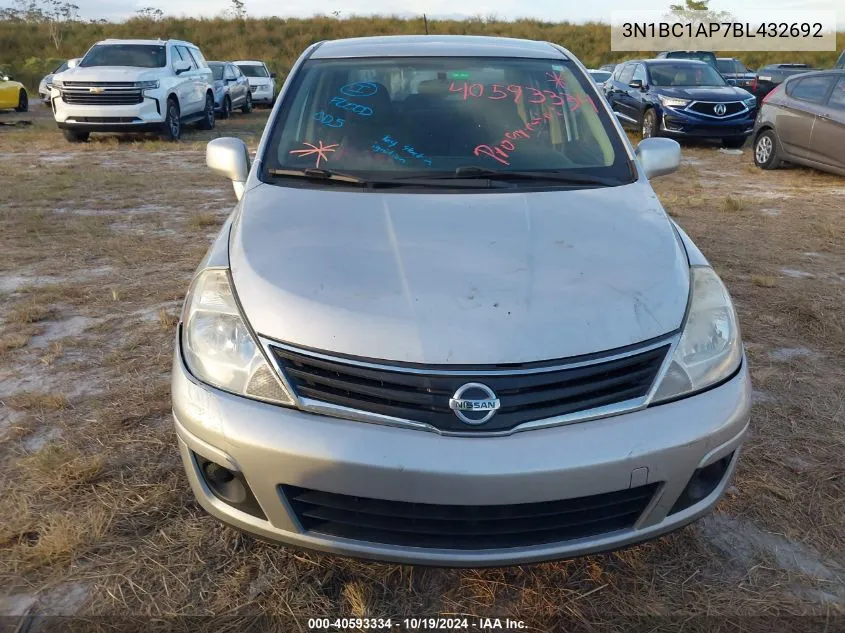 2011 Nissan Versa 1.8S VIN: 3N1BC1AP7BL432692 Lot: 40593334