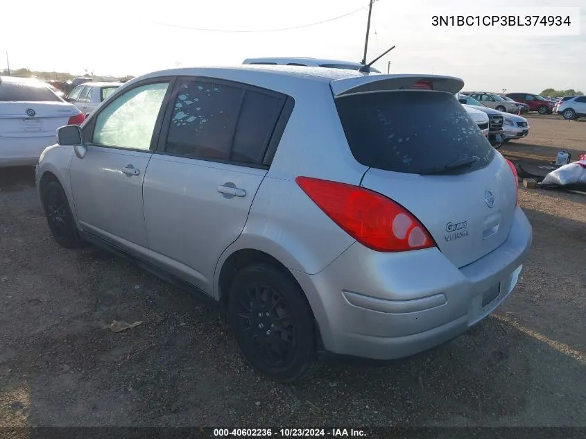 2011 Nissan Versa 1.8S VIN: 3N1BC1CP3BL374934 Lot: 40602236