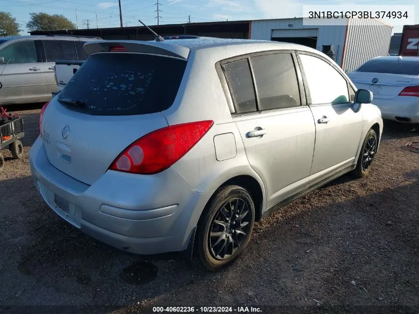 2011 Nissan Versa 1.8S VIN: 3N1BC1CP3BL374934 Lot: 40602236