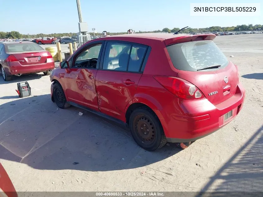 2011 Nissan Versa 1.8S VIN: 3N1BC1CP3BL505229 Lot: 40698533