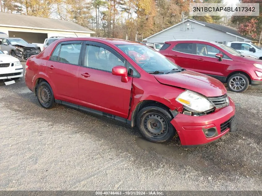 2011 Nissan Versa 1.8S VIN: 3N1BC1AP4BL417342 Lot: 40746463