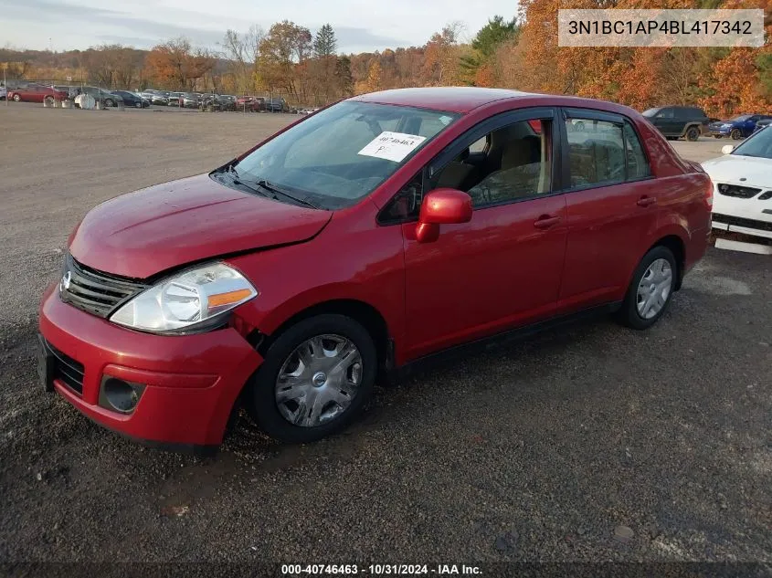 2011 Nissan Versa 1.8S VIN: 3N1BC1AP4BL417342 Lot: 40746463