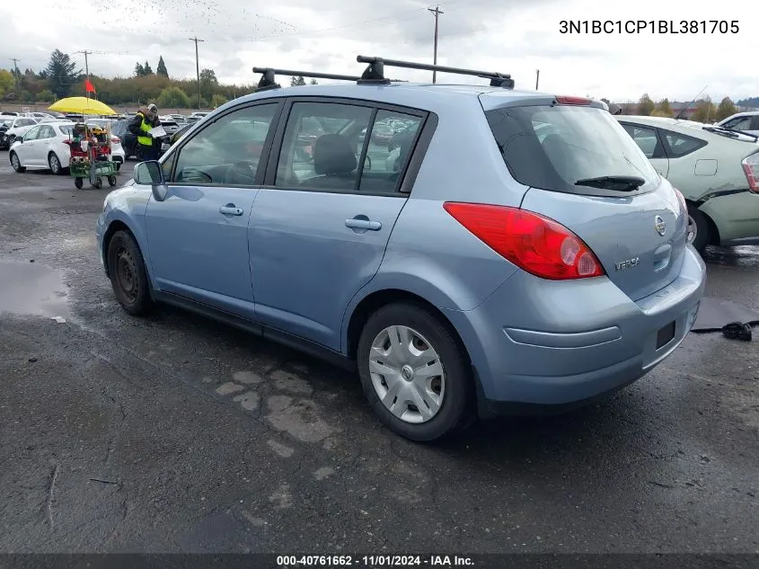 2011 Nissan Versa 1.8S VIN: 3N1BC1CP1BL381705 Lot: 40761662