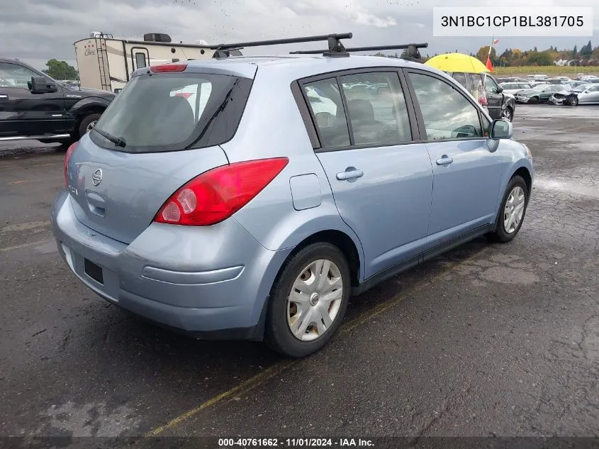 2011 Nissan Versa 1.8S VIN: 3N1BC1CP1BL381705 Lot: 40761662