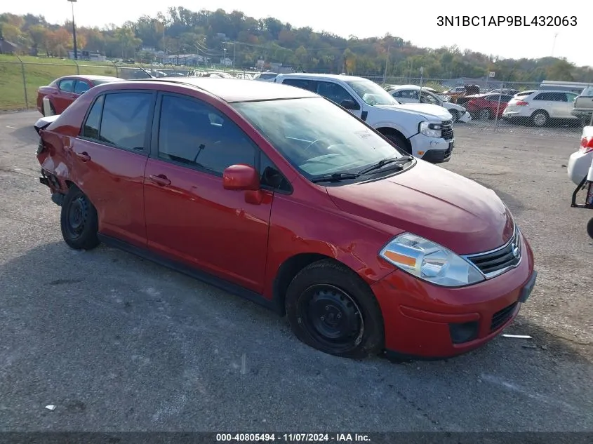 2011 Nissan Versa 1.8S VIN: 3N1BC1AP9BL432063 Lot: 40805494