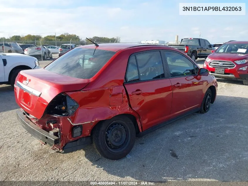 2011 Nissan Versa 1.8S VIN: 3N1BC1AP9BL432063 Lot: 40805494