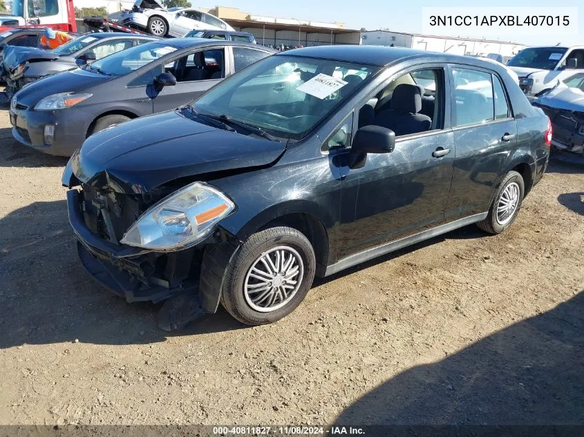 2011 Nissan Versa 1.6 VIN: 3N1CC1APXBL407015 Lot: 40811827