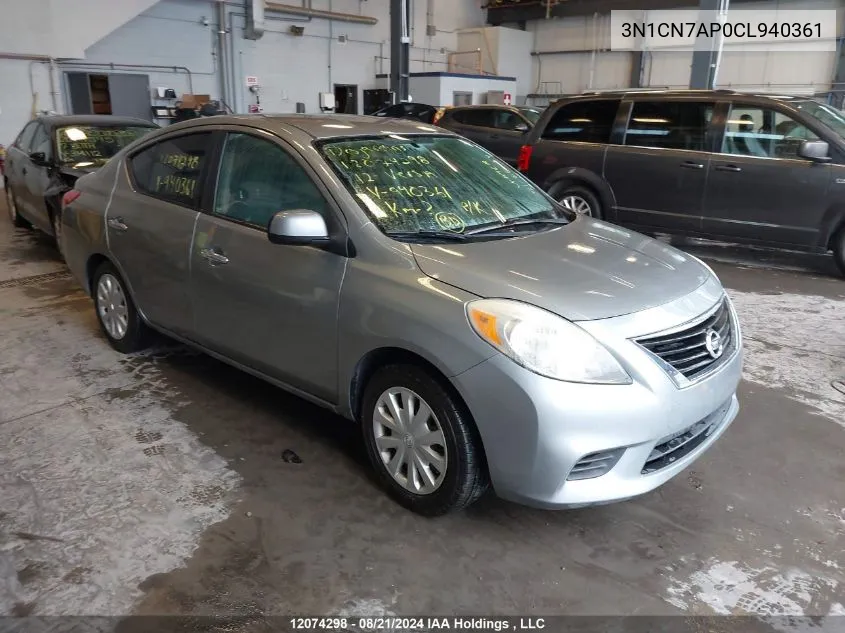 2012 Nissan Versa S/Sv/Sl VIN: 3N1CN7AP0CL940361 Lot: 12074298