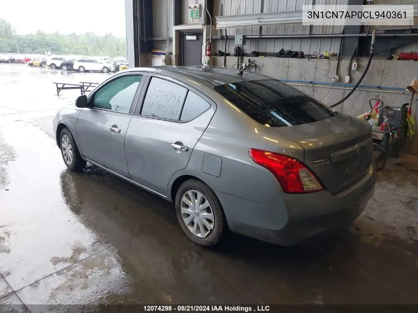 2012 Nissan Versa S/Sv/Sl VIN: 3N1CN7AP0CL940361 Lot: 12074298