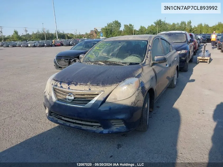 2012 Nissan Versa S/Sv/Sl VIN: 3N1CN7AP7CL893992 Lot: 12087020