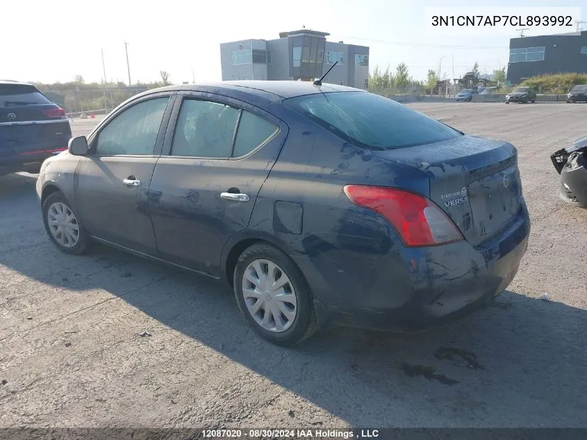 2012 Nissan Versa S/Sv/Sl VIN: 3N1CN7AP7CL893992 Lot: 12087020