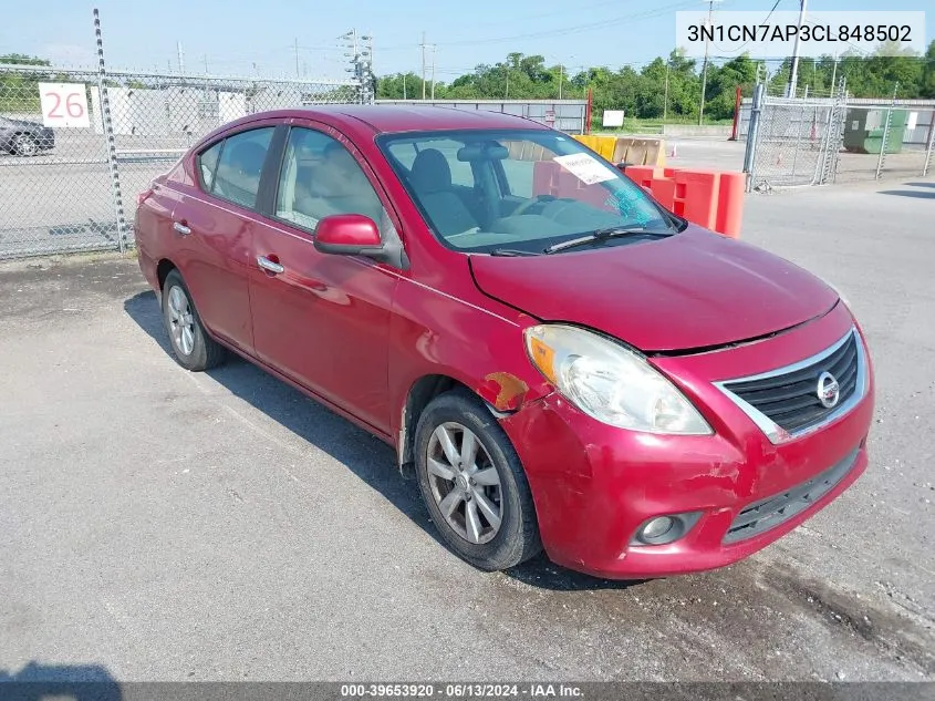 2012 Nissan Versa 1.6 Sl VIN: 3N1CN7AP3CL848502 Lot: 39653920