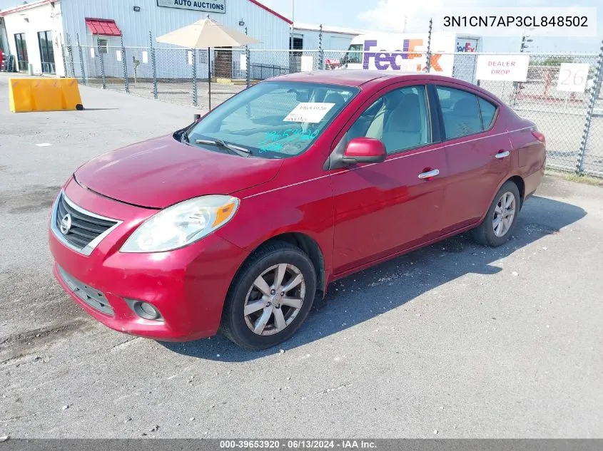 2012 Nissan Versa 1.6 Sl VIN: 3N1CN7AP3CL848502 Lot: 39653920