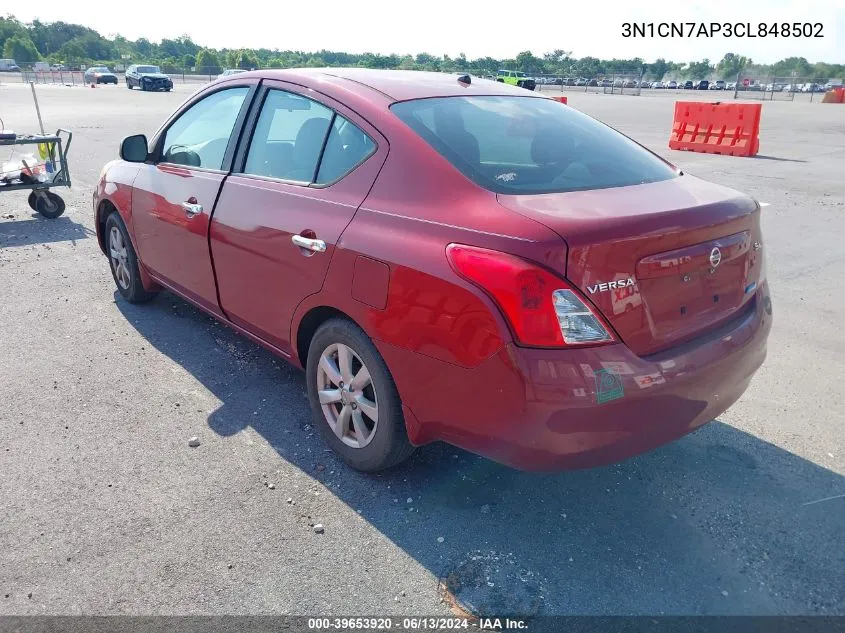 2012 Nissan Versa 1.6 Sl VIN: 3N1CN7AP3CL848502 Lot: 39653920