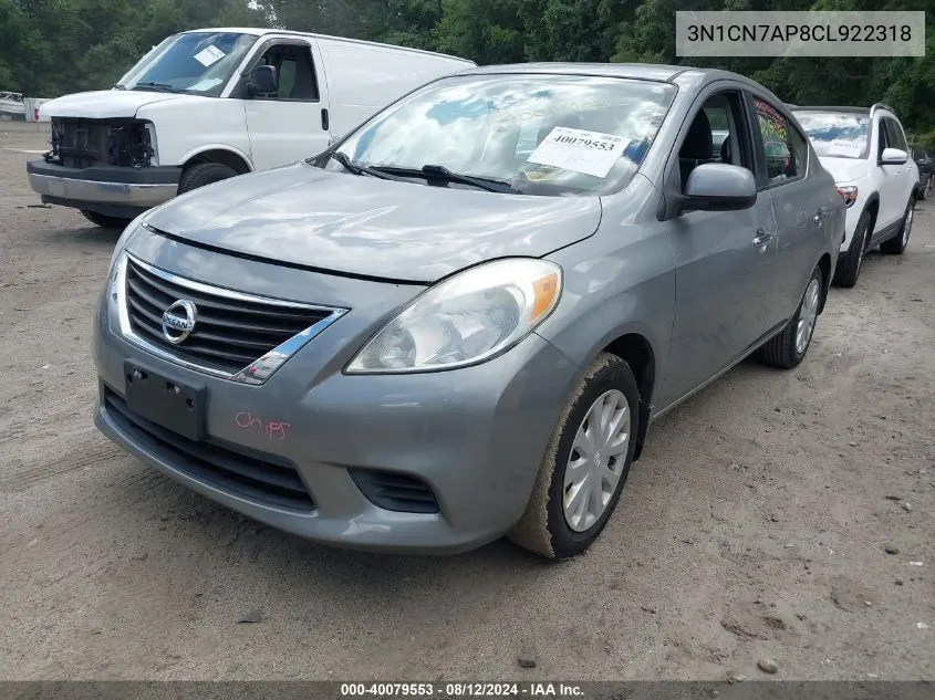 3N1CN7AP8CL922318 2012 Nissan Versa 1.6 Sv