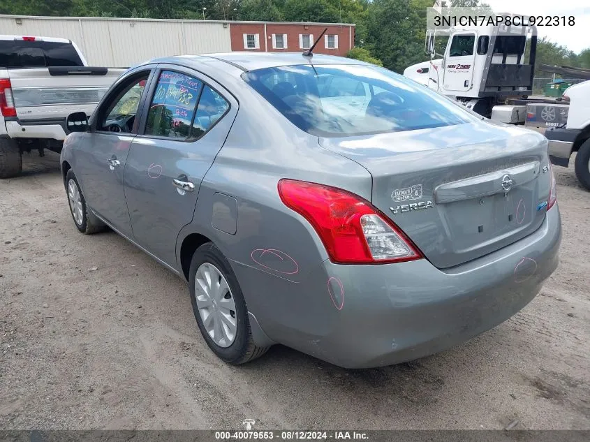 2012 Nissan Versa 1.6 Sv VIN: 3N1CN7AP8CL922318 Lot: 40079553